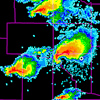 Radar display of hook echo, May 4, 1999