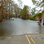 Floodwaters across road