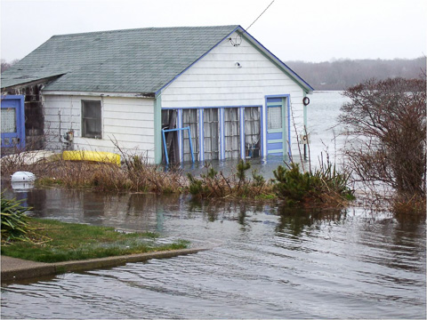 flooded home on Atlantic coast'