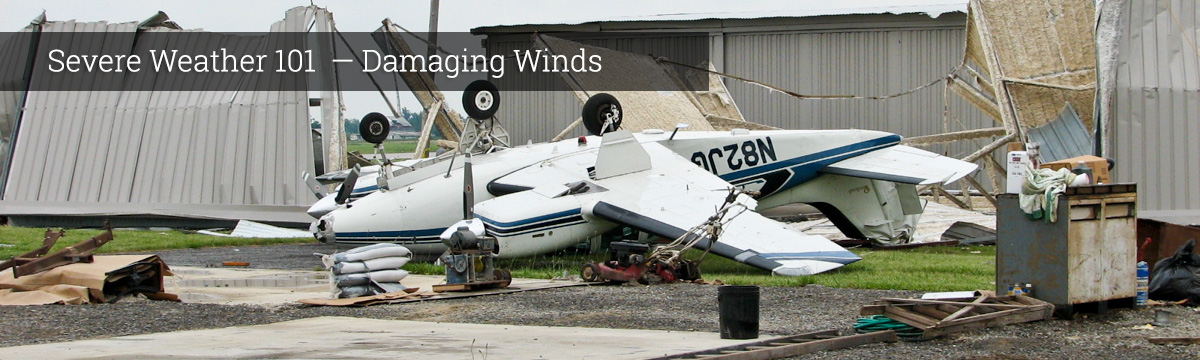 Small airplane flipped by damaging winds