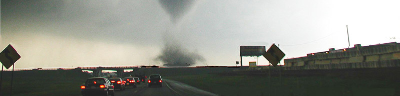 tornado ahead of traffic on highway