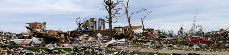 neighborhood devastated by tornado