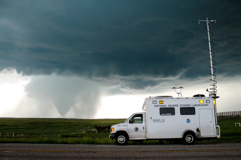 NSSL Field Command Vehicle observing tornado