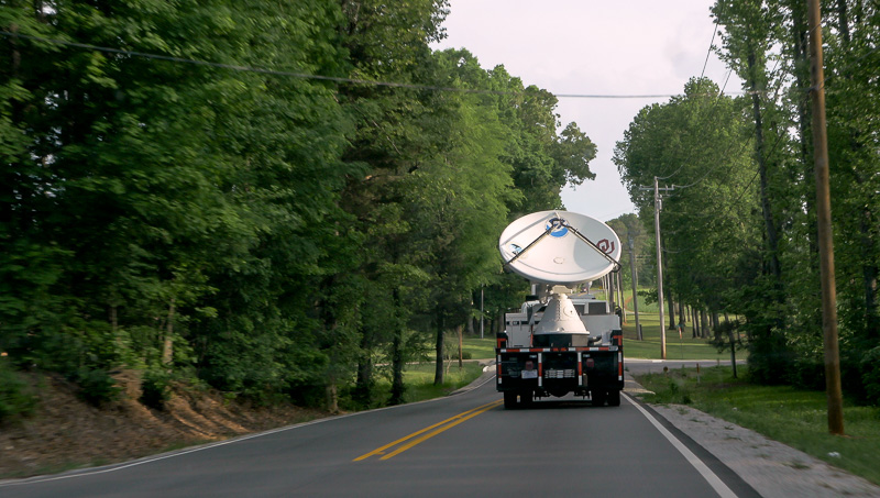 NOXP radar on the road in a wooded area